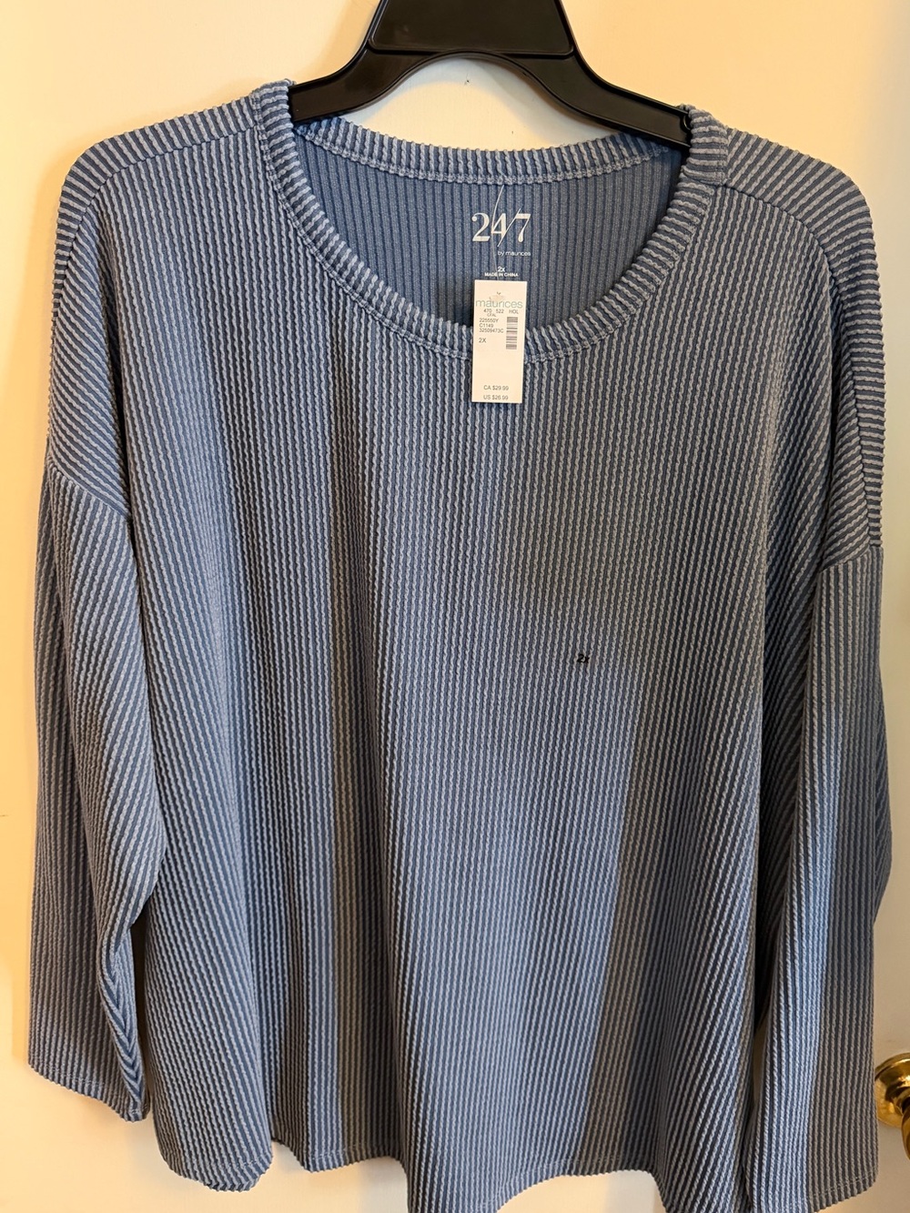 Maurices Waffle Knit Top | NWT | Size 2X | Blue | Relaxed Oversized Pullover